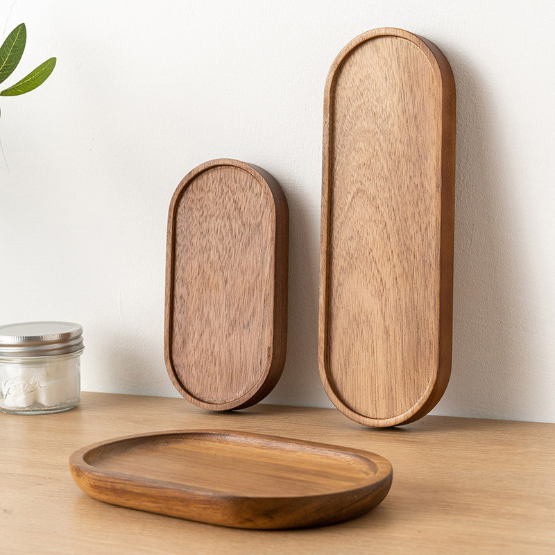 Food Snacks In Japan - Tableware Solid Wood Food Tray Round