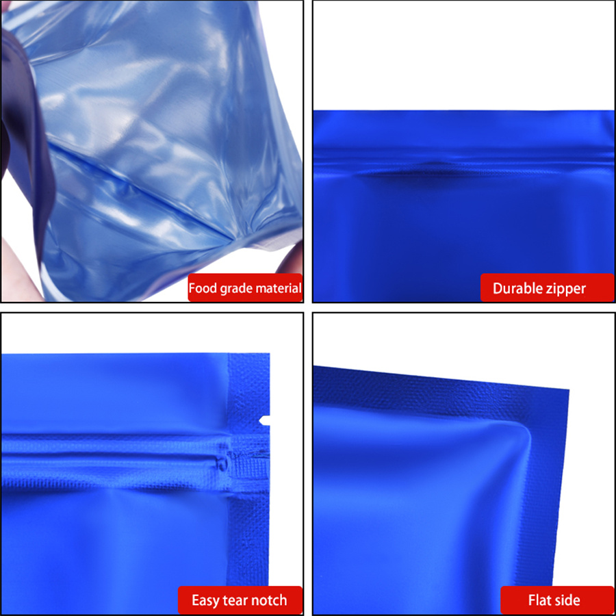 100pcs Matte Blue Foil Zipper  - Food And Snacks review and price